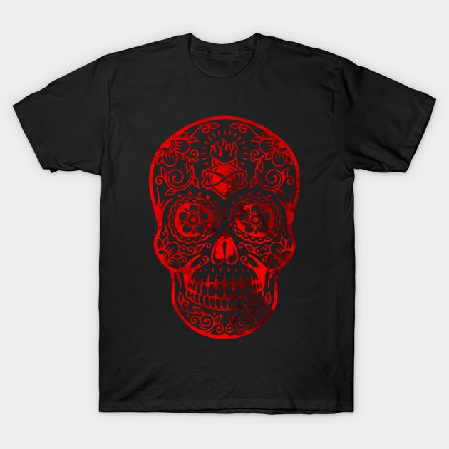 RED MEXICAN LATINO SCULL DESIGN T-Shirt by Proadvance